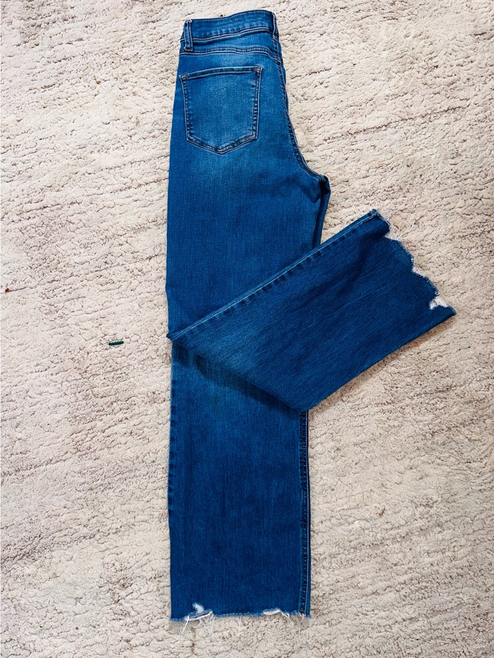 Sincerely Jules Blue Raw Hem Wide Leg Jeans